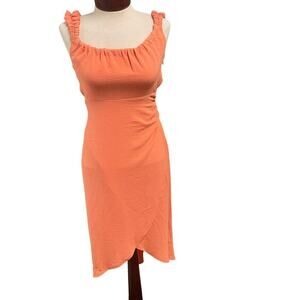 Lush Orange Dress Open Tie Back Size Small Summer Soft Ruffle Feminine